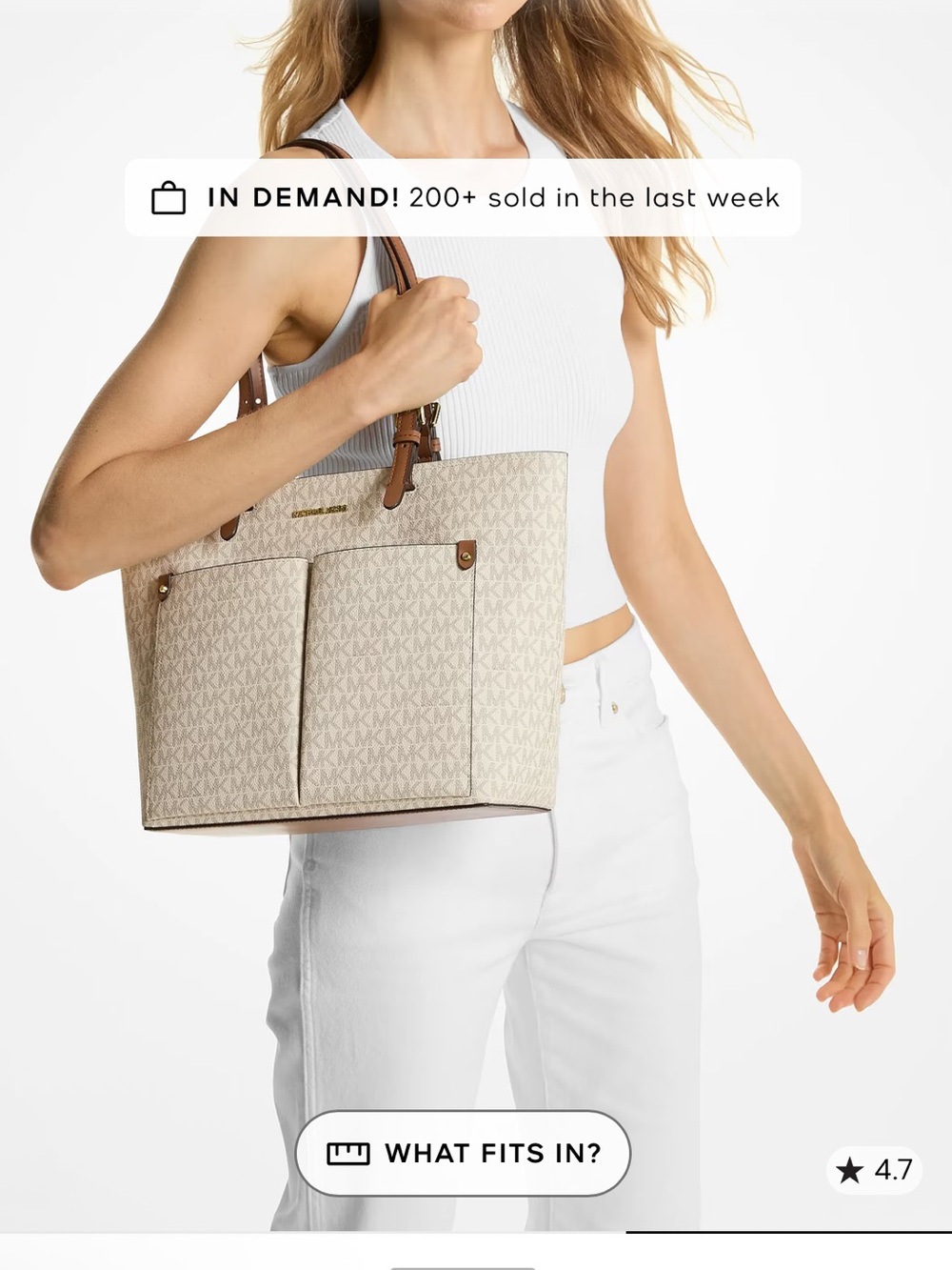 Michael Kors Jet Set Tote in Vanilla